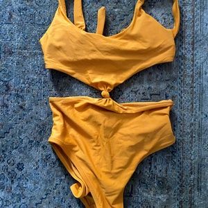Aerie Cut Out Yellow One Piece Swimsuit